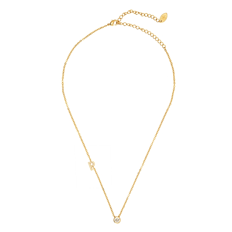 Colar Letras Cravejado e Ponto de Luz