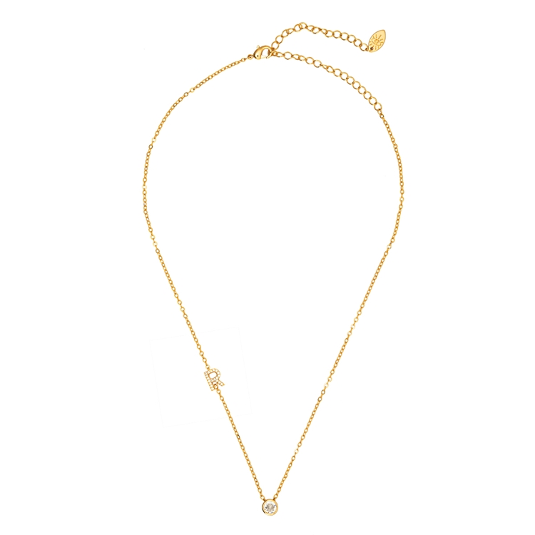 Colar Letras Cravejado e Ponto de Luz