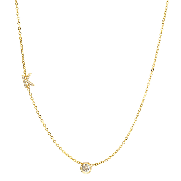 Colar Letras Cravejado e Ponto de Luz