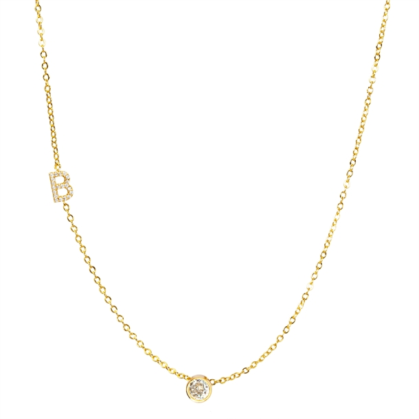 Colar Letras Cravejado e Ponto de Luz