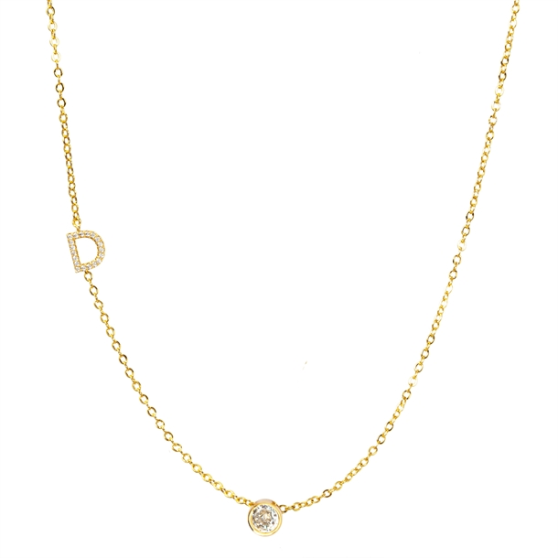 Colar Letras Cravejado e Ponto de Luz