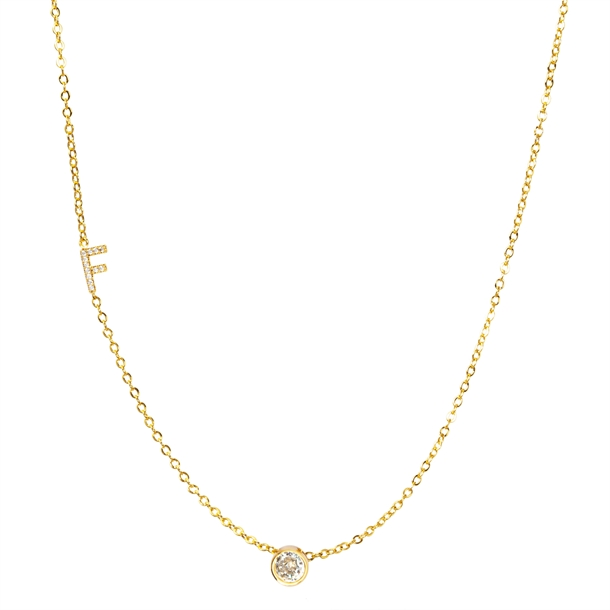 Colar Letras Cravejado e Ponto de Luz