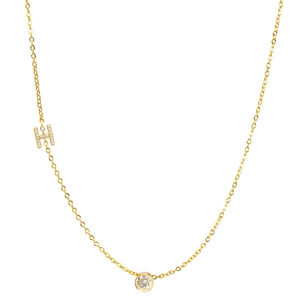 Colar Letras Cravejado e Ponto de Luz