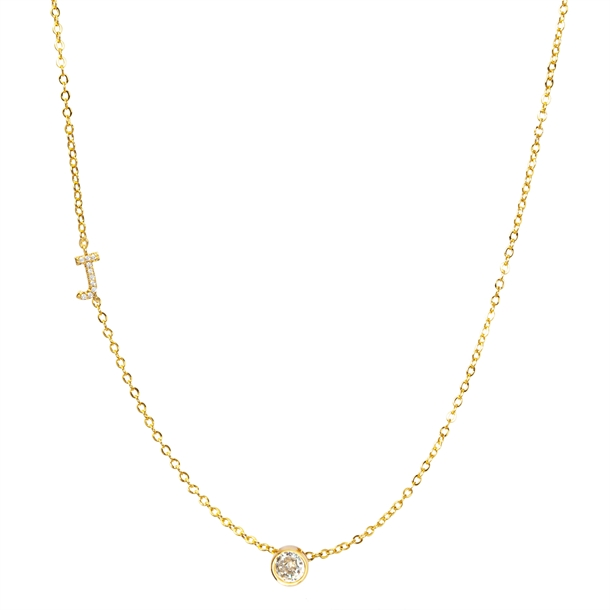 Colar Letras Cravejado e Ponto de Luz