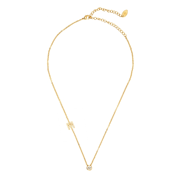 Colar Letras Cravejado e Ponto de Luz