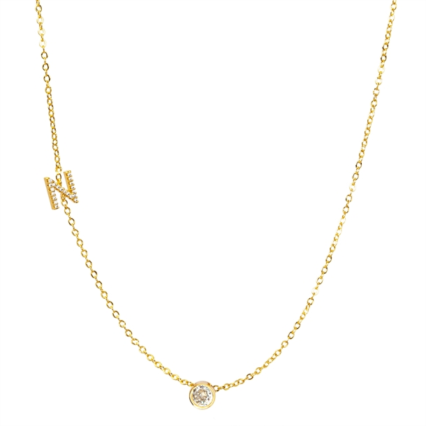 Colar Letras Cravejado e Ponto de Luz