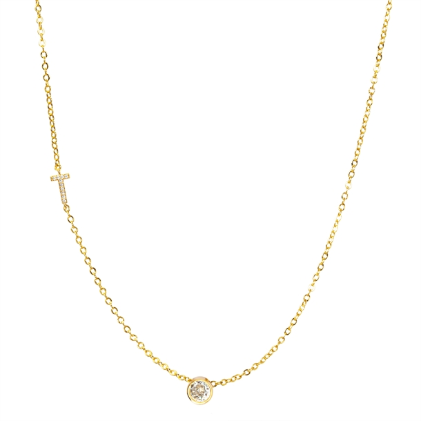 Colar Letras Cravejado e Ponto de Luz