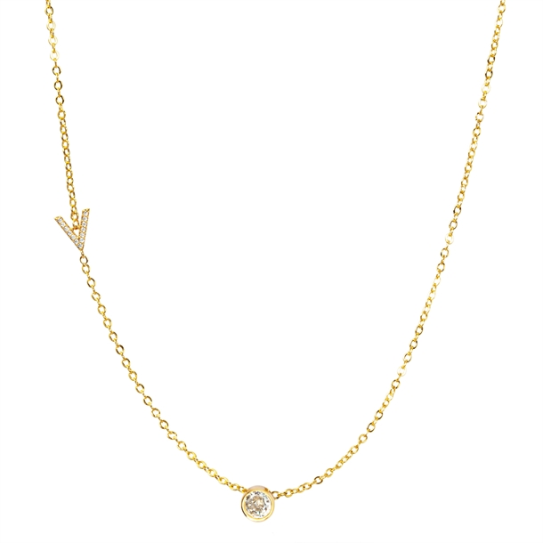 Colar Letras Cravejado e Ponto de Luz