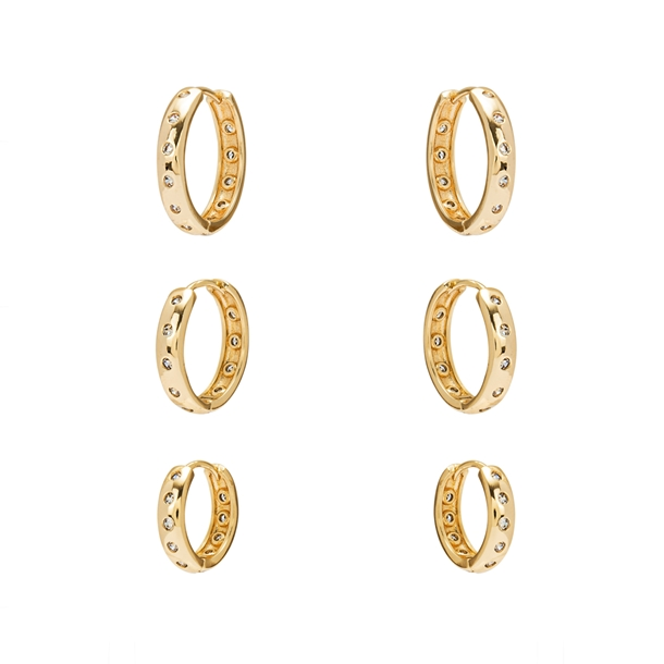 Brinco Kit Argolas Zircônias