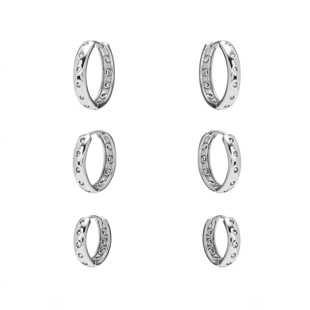 Brinco Kit Argolas Zircônias