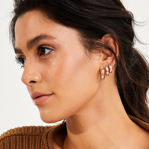 Brinco Kit Argolas Zircônias