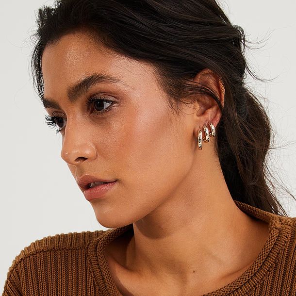 Brinco Kit Argolas Zircônias