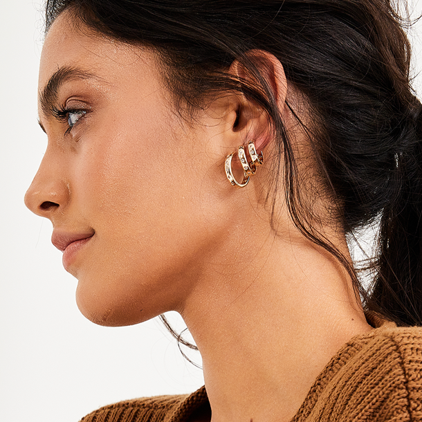 Brinco Kit Argolas Zircônias