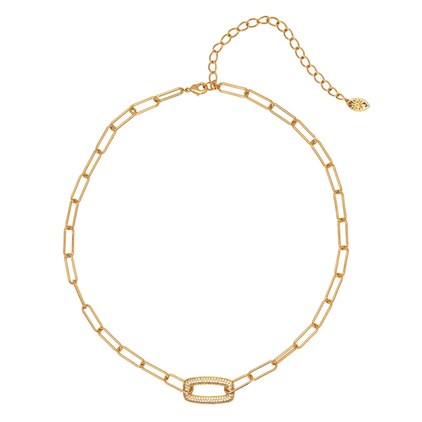 Colar Corrente Cravejada Pingente Quadrado