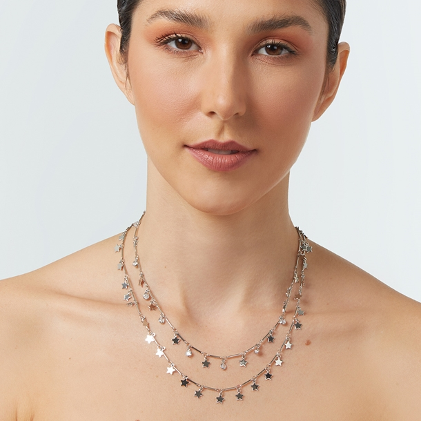 Colar Duplo Estrelinha e Zircônia