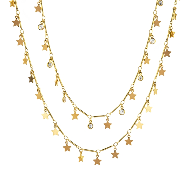 Colar Duplo Estrelinha e Zircônia