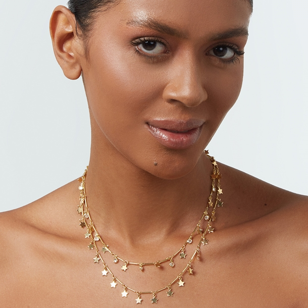 Colar Duplo Estrelinha e Zircônia