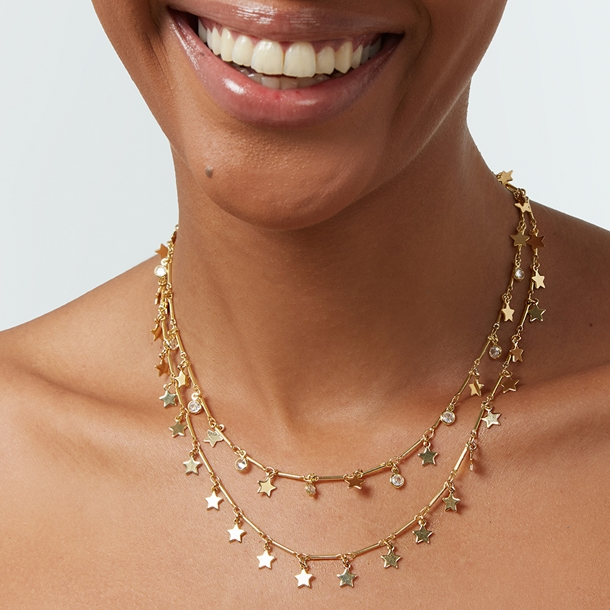 Colar Duplo Estrelinha e Zircônia