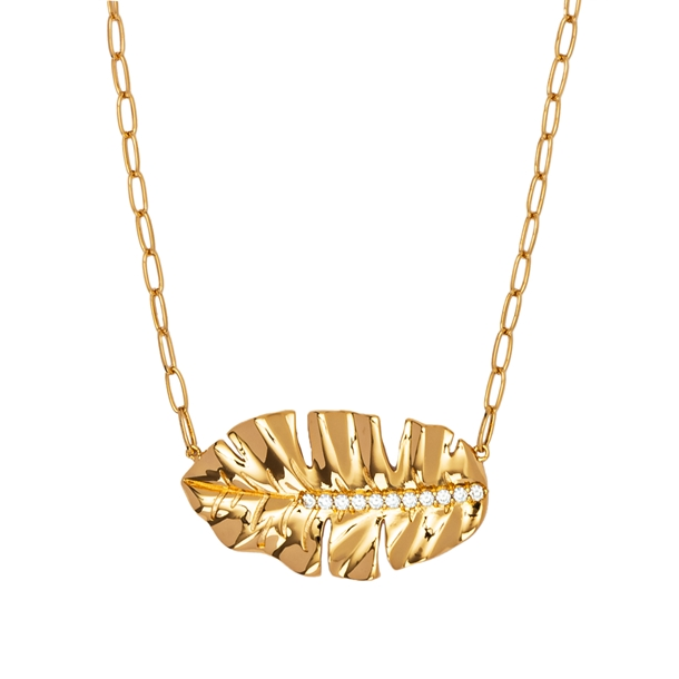 Colar Folha Cravejados Zircônias