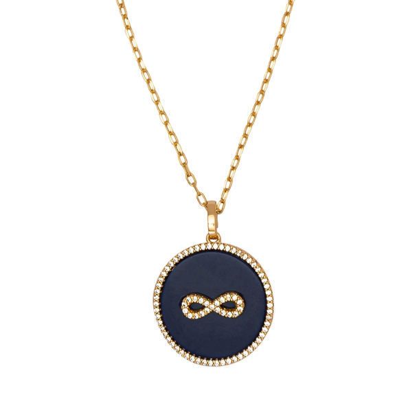 Colar Medalha Infinito Lapis Lazuli