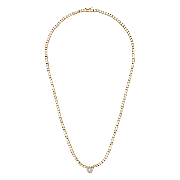 Colar Riviera Coração Pingente Cravejada de Zircônias  Cristal 45cm