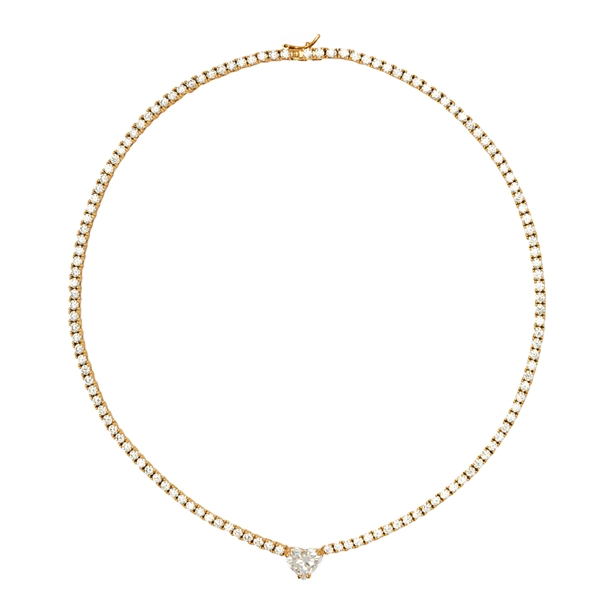 Colar Riviera Coração  Pingente Cristal 38cm