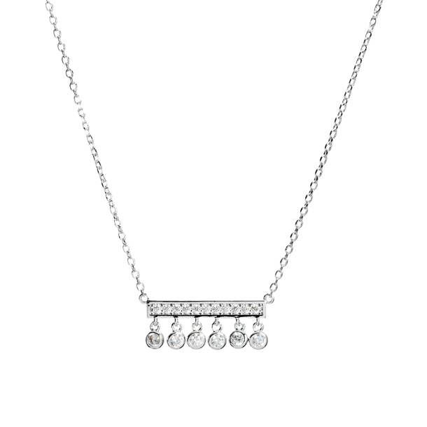 Colar  Classic Gotinhas Zircônias Prateado