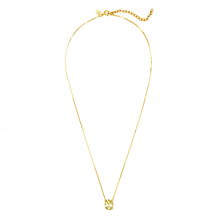 Colar Oval Citrino Prata 950