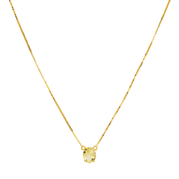 Colar Oval Citrino Prata 950