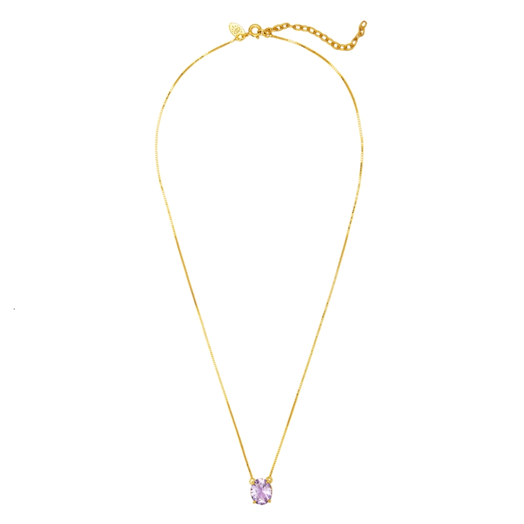 Colar Oval Ametista Prata 950