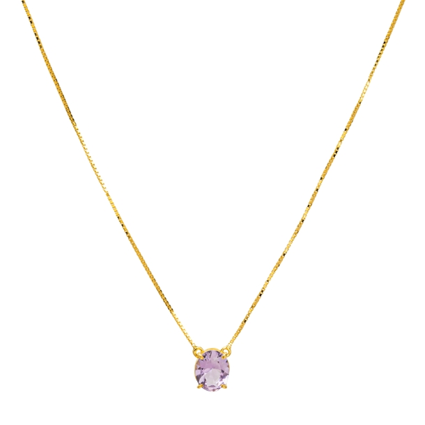 Colar Oval Ametista Prata 950