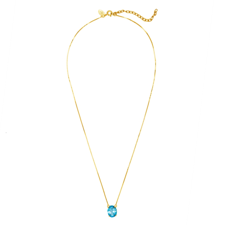 Colar Oval Topázio Sky Prata 950