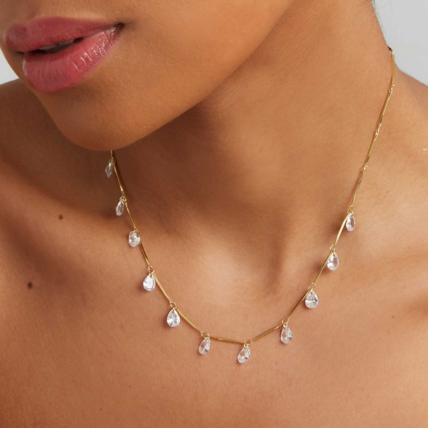 Colar Gotinhas Zircônia Cristal