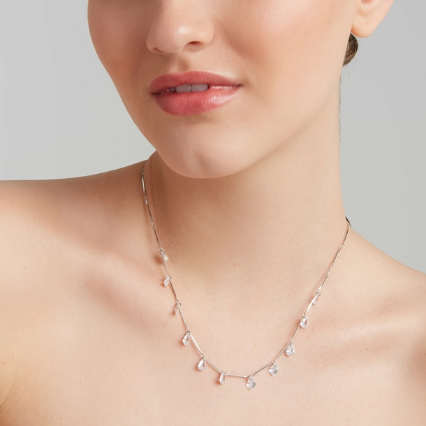 Colar Gotinhas Zircônia Cristal