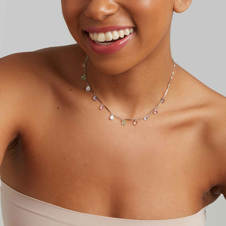 Colar Gotinhas Zirc&#244;nia Rainbow