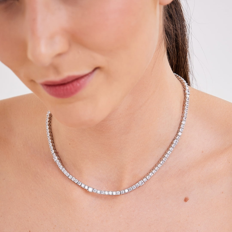 Colar Riviera  Alice Cravejada de Zircônias Cristal 38cm