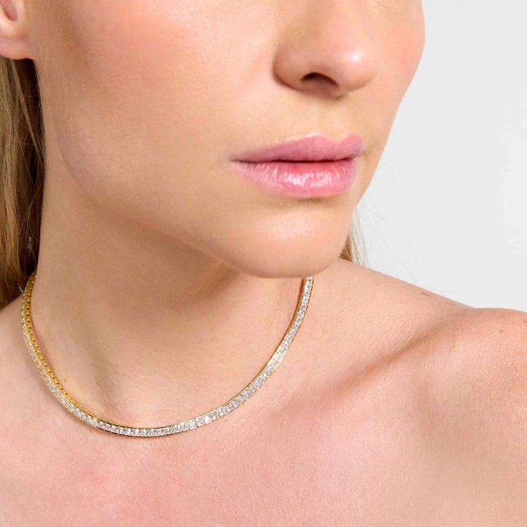 Colar Riviera Kate Cravejada de Zircônias Cristal 38cm