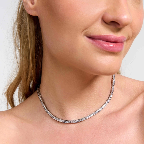 Colar Riviera Kate Cravejada de Zircônias Cristal 38cm