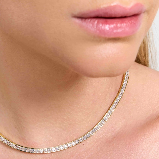Colar Riviera Kate Cravejada de Zircônias Cristal 38cm