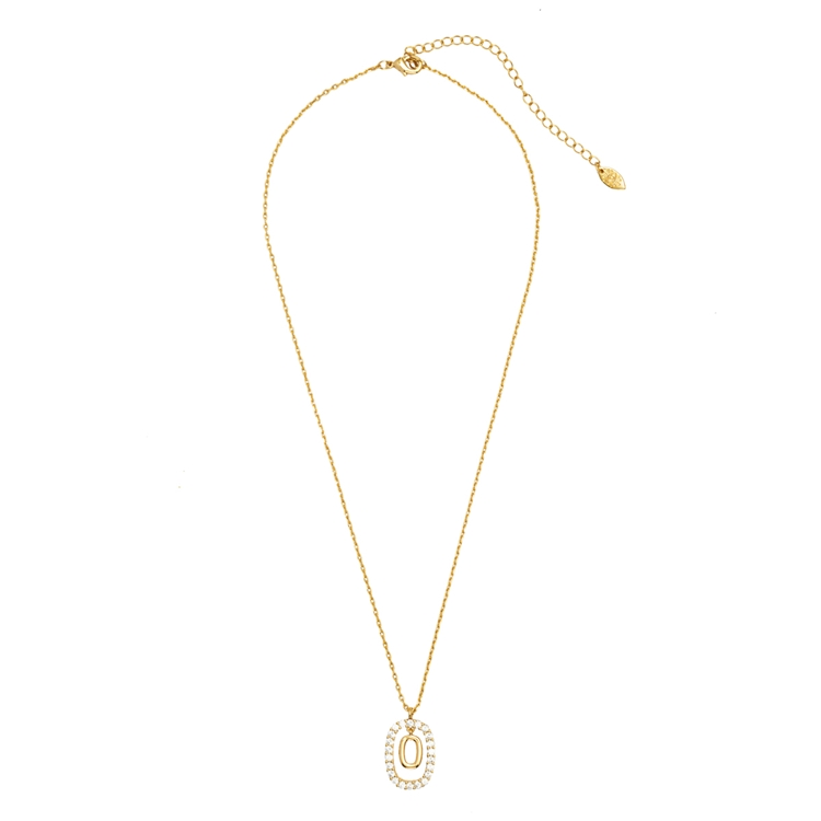 Colar  Letras Zircônias Cravejadas Dourado
