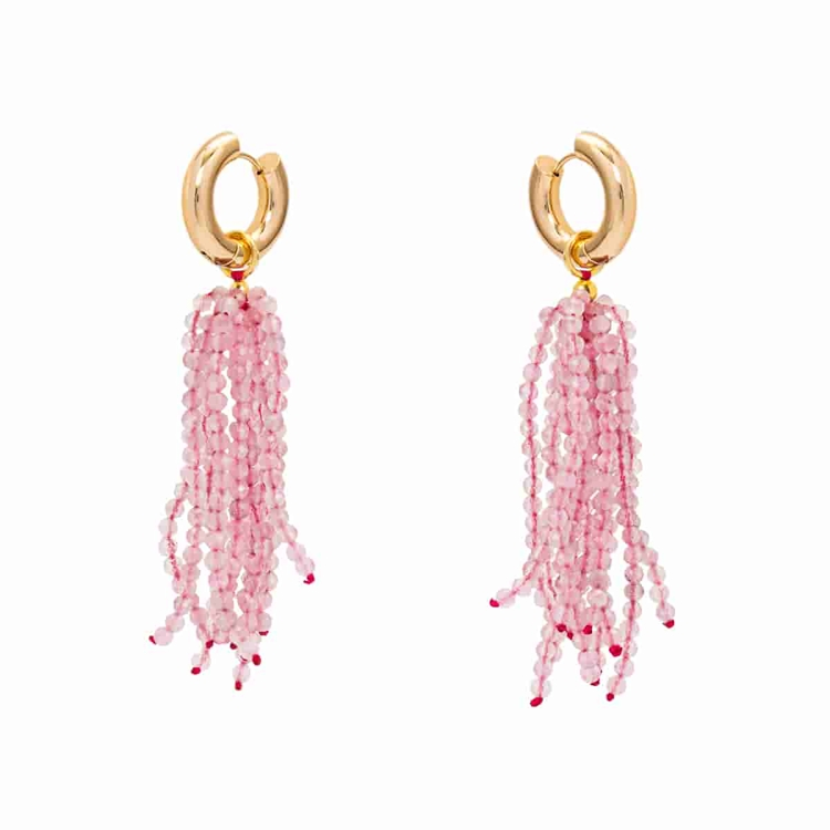 Brinco Chuva Zircônia Rosa