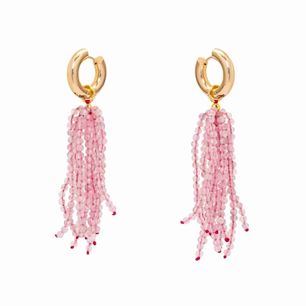 Brinco Chuva Zircônia Rosa