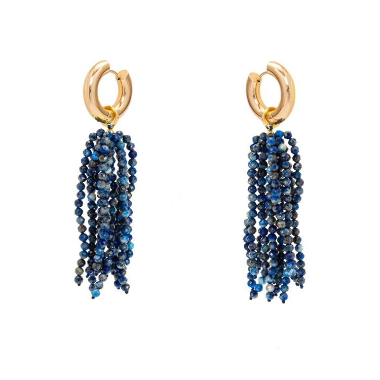 Brinco Chuva Zircônia Lápis Lazuli
