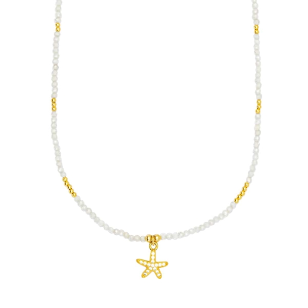 Colar Longo Zircônia e Pingente Estrela do Mar