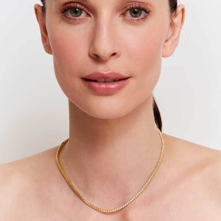 Colar Riviera Anna Cravejada de Zircônias Cristal 45cm