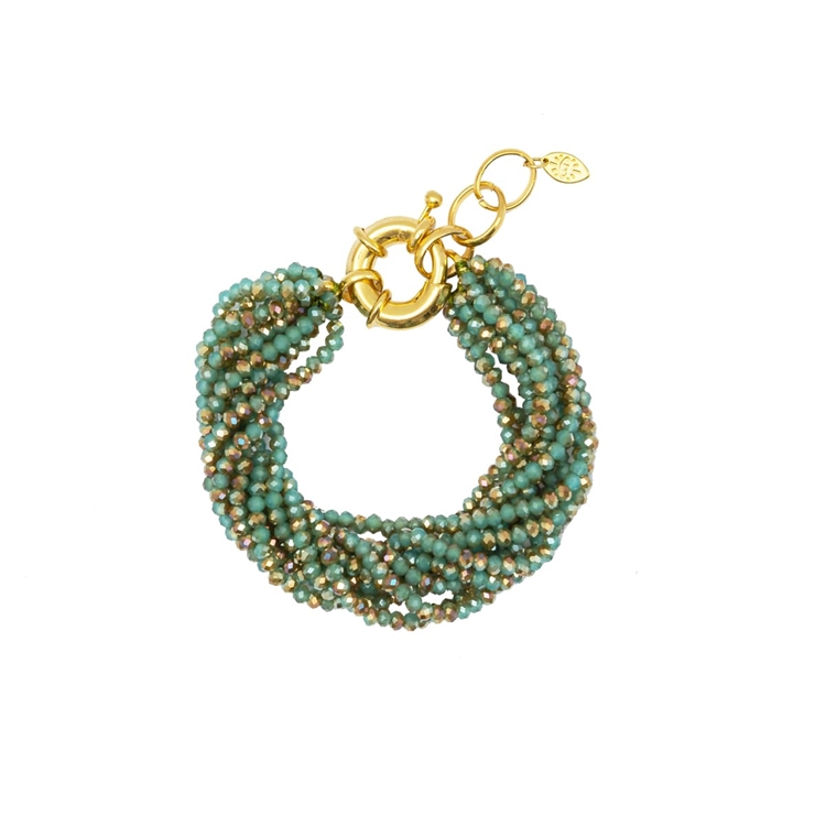 Pulseira Voltas Zircônias Verde Médio