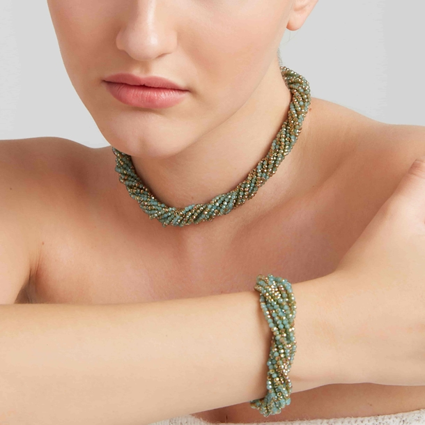 Pulseira Voltas Zircônias Verde Médio