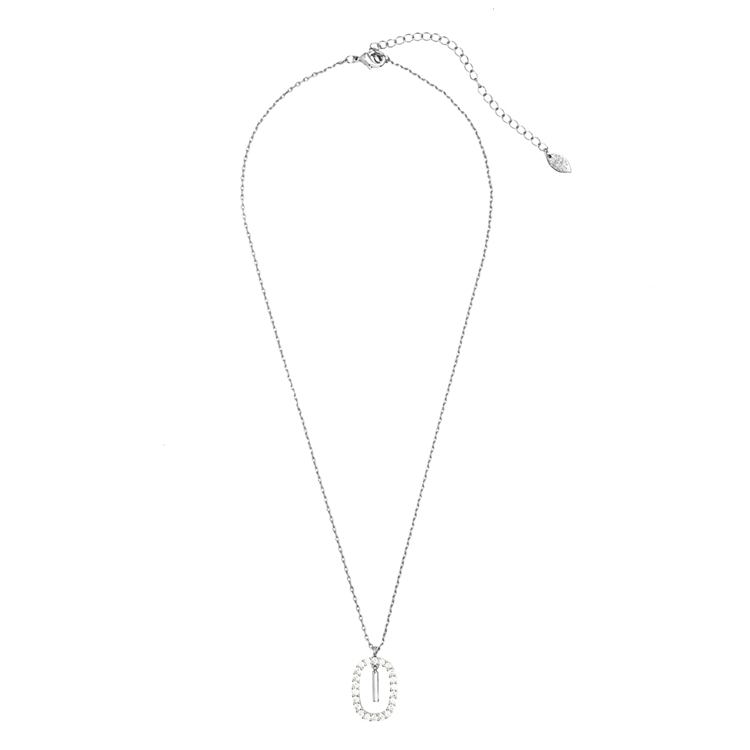 Colar Letras Zircônias Cravejadas Prateado