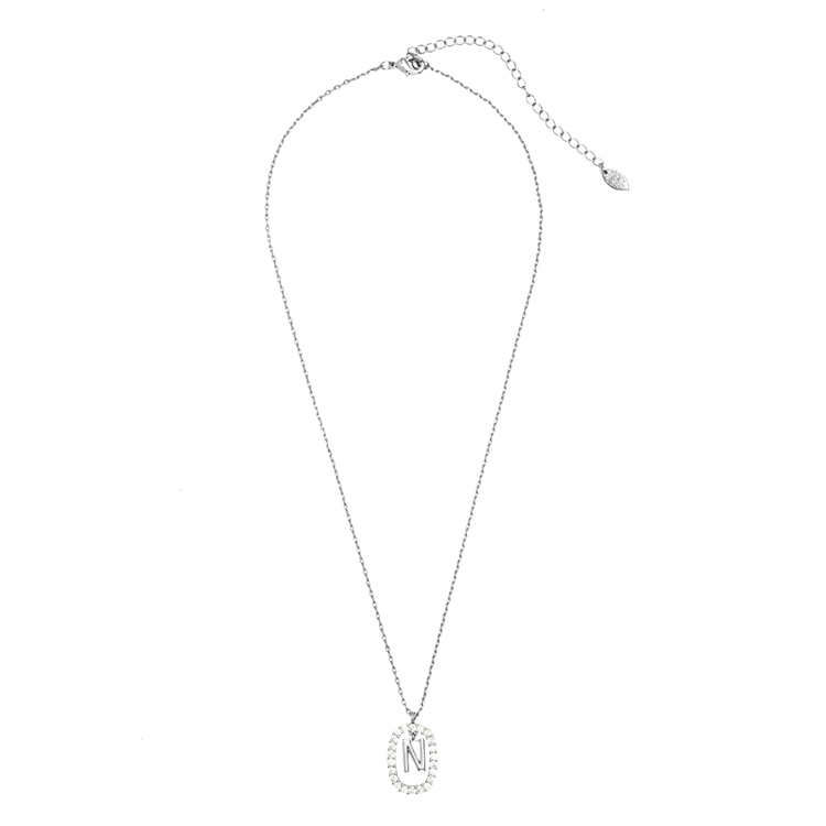 Colar Letras Zircônias Cravejadas Prateado