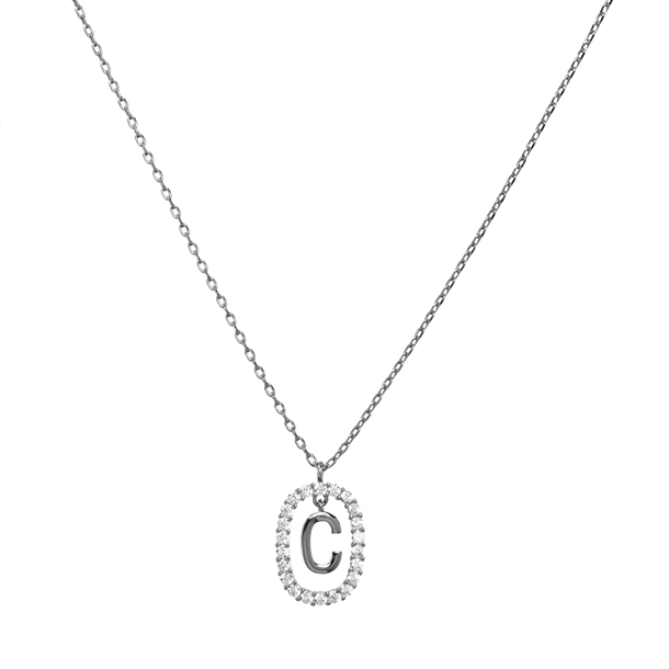 Colar Letras Zircônias Cravejadas Prateado